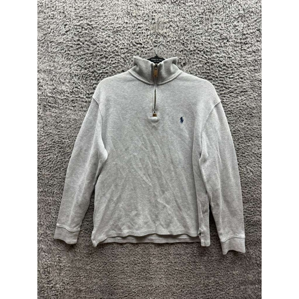 Polo Ralph Lauren Estate Rib Quarter-Zip Pullover Sweater Gray Mens Size S